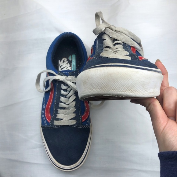 Vans Tri-Tone Comfycush old skool sneakers dress blues / blue / red 6.5men 8wome - Picture 4 of 9
